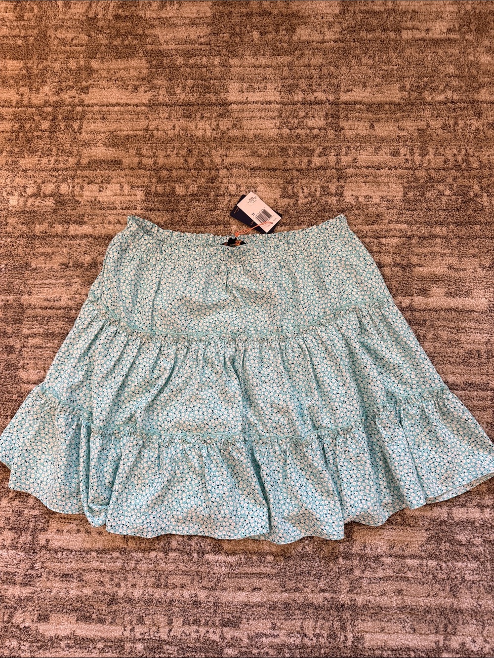 Skies Are Blue Mint Floral Tiered Skater Skirt